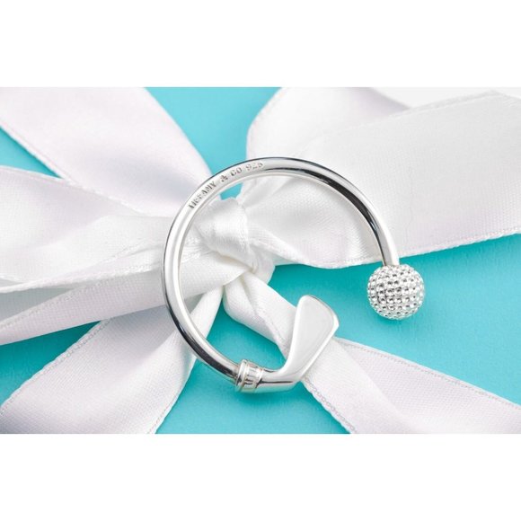 Tiffany & Co. Golf Keyring Golf Ball and Club Keychain in Sterling Silver 35mm - Picture 2 of 9
